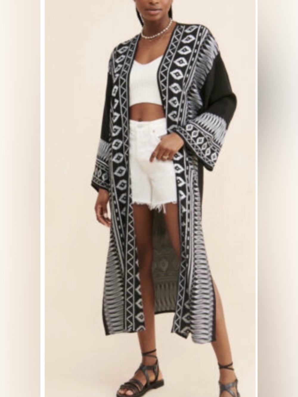 NEW OLLARI ANTHROPOLOGIE BLACK EMBROIDERED OPEN FRONT DUSTER KIMONO TOP SZ S